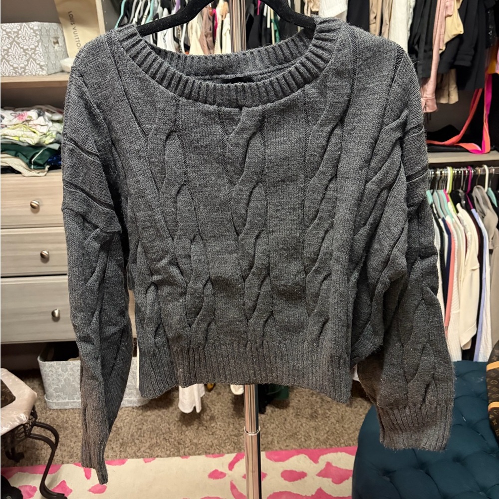 Express Charcoal Cable Knit Sweater